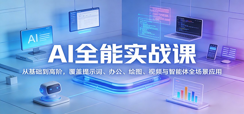 AI全能实战课：从基础到高阶，覆盖提示词、办公、绘图、视频与智能体全场景应用-猴哥VIP资源站