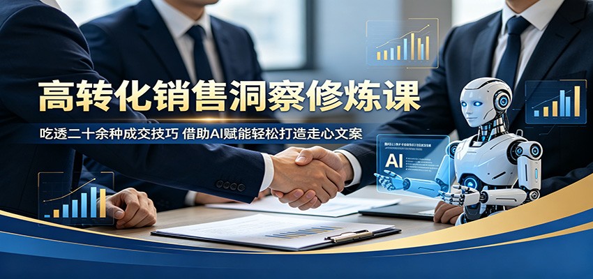 高转化销售洞察修炼课：吃透二十余种成交技巧，借助AI赋能轻松打造走心文案-猴哥VIP资源站