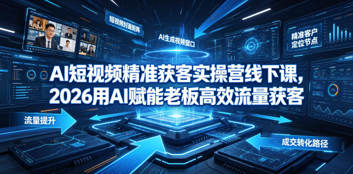 AI短视频精准获客实操营6月10-14号线下课,2026用AI赋能老板高效流量获客-猴哥VIP资源站