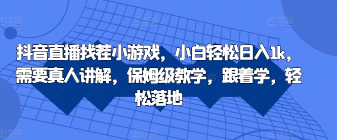抖音直播找茬小游戏,小白轻松日入1k,需要真人讲解,保姆级教学,跟着学,轻松落地【揭秘】