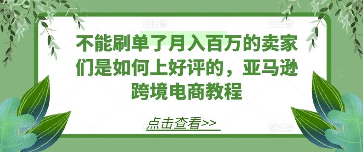 不能刷单了月入百万的卖家们是如何上好评的，亚马逊跨境电商教程-猴哥VIP资源站