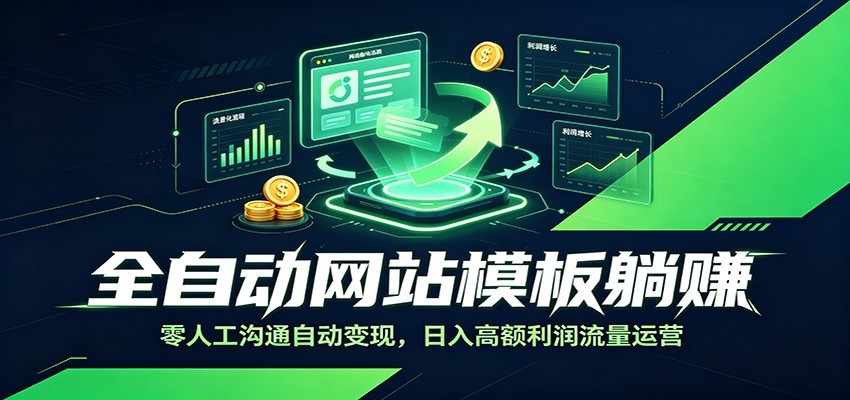 全自动网站模板躺赚：零人工沟通自动变现，日入高额利润流量运营-猴哥VIP资源站