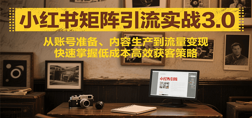 小红书矩阵引流3.0,从账号准备、内容生产到流量变现,快速掌握低成本高效获客策略-猴哥VIP资源站