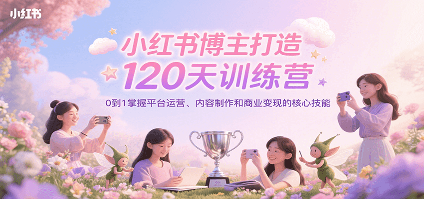 小红书博主打造120天训练营，0到1掌握平台运营、内容制作和商业变现-猴哥VIP资源站