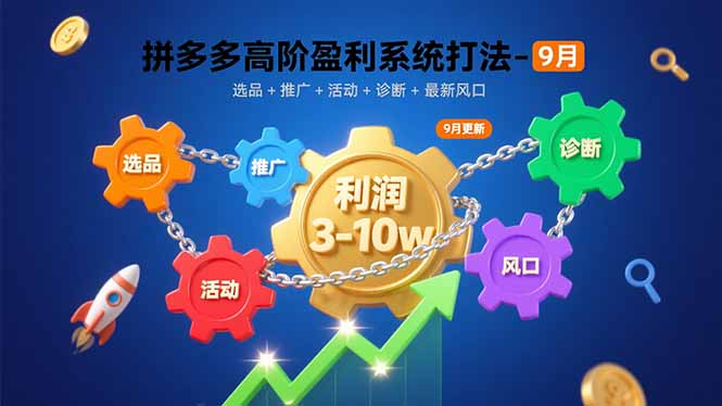 拼多多高阶盈利系统打法-9月:选品+推广+活动+诊断+最新风口,月利润3-10w-猴哥VIP资源站