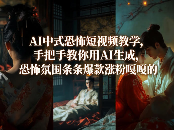 AI中式恐怖短视频教学，手把手教你用AI生成，恐怖氛围条条爆款涨粉嘎嘎的-猴哥VIP资源站