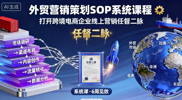 外贸营销策划SOP系统课程,打开跨境电商企业线上营销任督二脉-猴哥VIP资源站