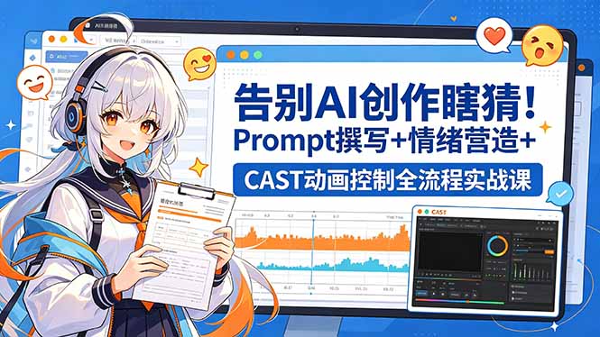 告别AI创作瞎猜!Prompt撰写+情绪营造+CAST动画控制全流程实战课-猴哥VIP资源站