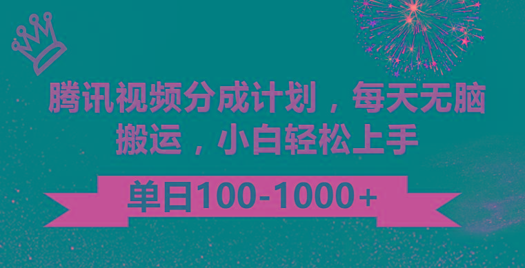 腾讯视频分成计划最新玩法，无脑搬运，日入100-1000-猴哥VIP资源站