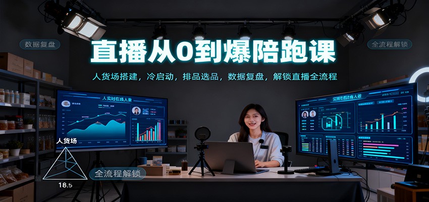 直播从0到爆陪跑课:人货场搭建,冷启动,排品选品,数据复盘,解锁直播全流程-猴哥VIP资源站