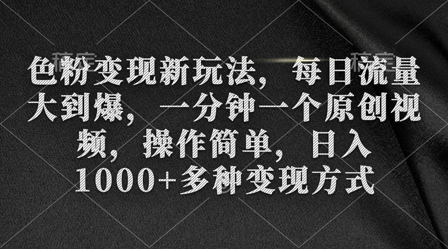 (9282期)色粉变现新玩法，每日流量大到爆，一分钟一个原创视频，操作简单，日入1…-猴哥VIP资源站