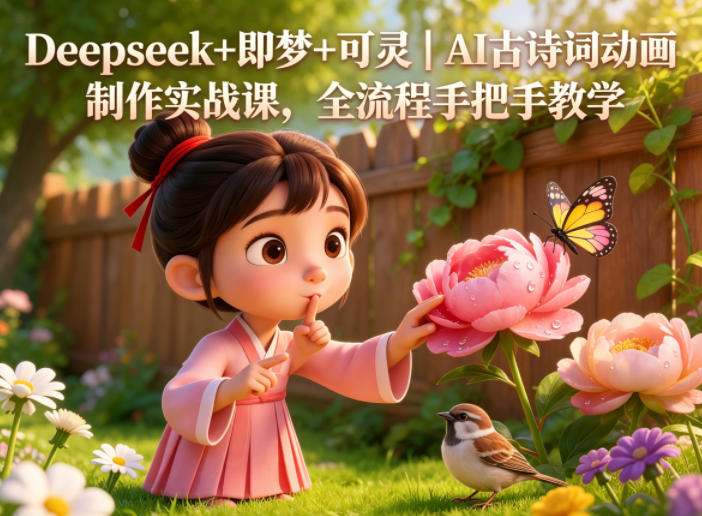 Deepseek+即梦+可灵|AI古诗词动画制作实战课,全流程手把手教学-猴哥VIP资源站