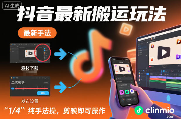 抖音最新搬运玩法,纯手法操作,剪映即可操作-猴哥VIP资源站