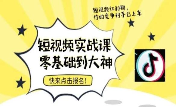 短视频零基础落地实操训练营，短视频实战课零基础到大神-猴哥VIP资源站
