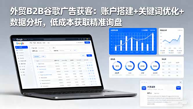外贸B2B 谷歌广告获客：账户搭建+关键词优化+数据分析 低成本获取精准询盘-猴哥VIP资源站
