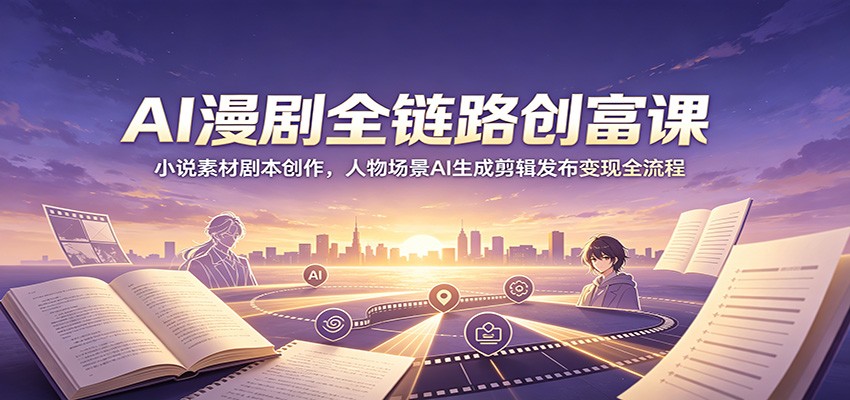 AI漫剧全链路创富课:小说素材剧本创作,人物场景AI生成剪辑发布变现全流程-猴哥VIP资源站
