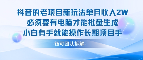 老项目新玩法单月收入2W小白有手就能操作长期项目-猴哥VIP资源站