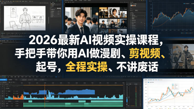2026最新AI视频实操课程,手把手带你用AI做漫剧、剪视频、起号,全程实操、不讲废话-猴哥VIP资源站