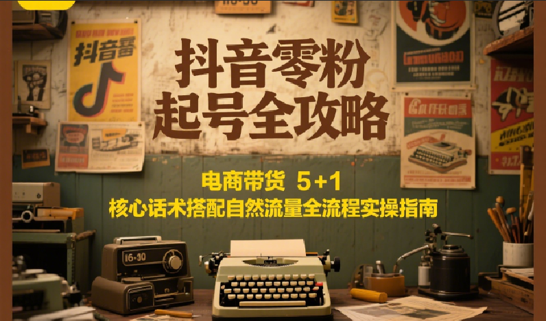 抖音零粉起号全攻略：电商带货 5+1 核心话术搭配自然流量全流程实操指南-猴哥VIP资源站