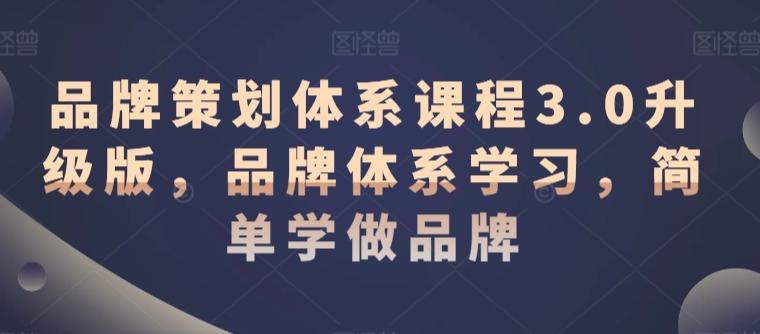品牌策划体系课程3.0升级版，品牌体系学习，简单学做品牌-猴哥VIP资源站