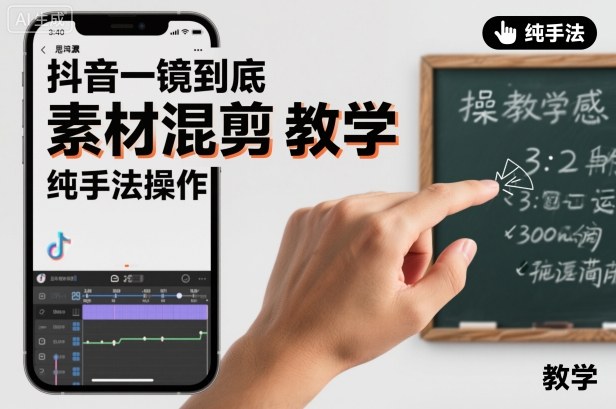 抖音一镜到底素材混剪教学，纯手法操作-猴哥VIP资源站