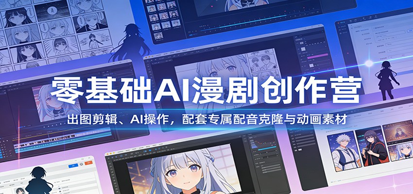 零基础AI漫剧创作营:出图剪辑、AI操作,配套专属配音克隆与动画素材-猴哥VIP资源站