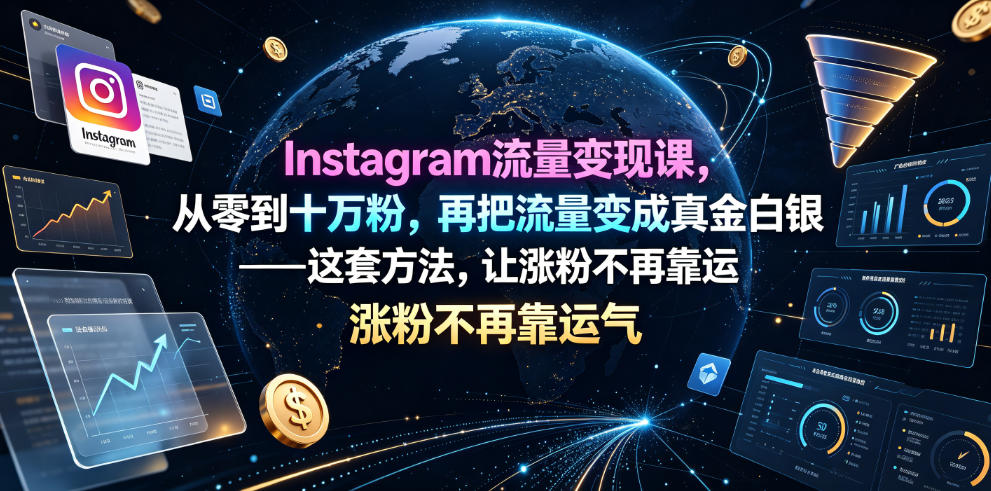 Instagram流量变现课,从零到十万粉,再把流量变成真金白银——这套方法,让涨粉不再靠运气【原创双语字幕】-猴哥VIP资源站