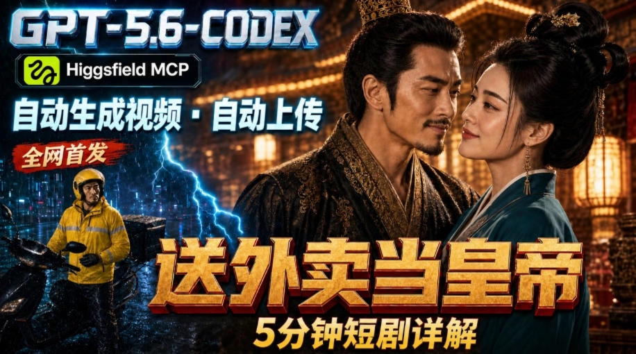 GPT-5.6 Codex+Higgsfield MCP：一条指令生成5分钟短剧并自动上传YouTube(油管)-猴哥VIP资源站