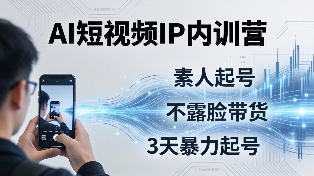 2026AI短视频IP内训营-更新:从素人起号到不露脸带货,3天暴力起号全流程拆解-猴哥VIP资源站