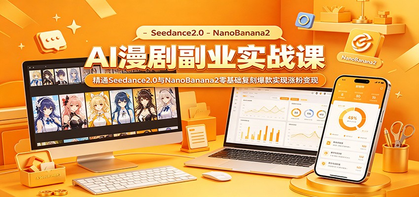 AI漫剧副业实战课:精通Seedance2.0与NanoBanana2零基础复刻爆款实现涨粉变现-猴哥VIP资源站