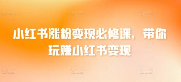 小红书涨粉变现必修课，带你玩赚小红书变现-猴哥VIP资源站