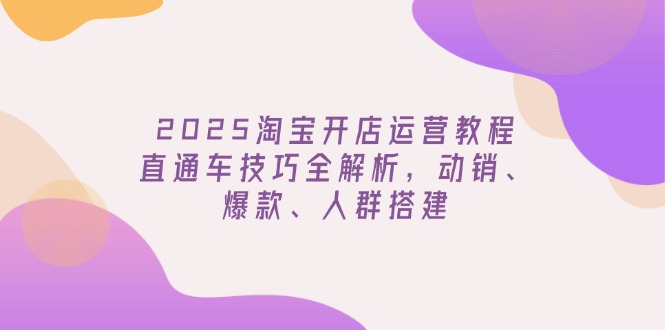 2025淘宝开店运营教程更新，直通车技巧全解析，动销、爆款、人群搭建-猴哥VIP资源站