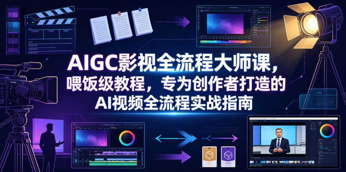 AIGC影视全流程大师课，喂饭级教程，专为创作者打造的AI视频全流程实战指南-猴哥VIP资源站