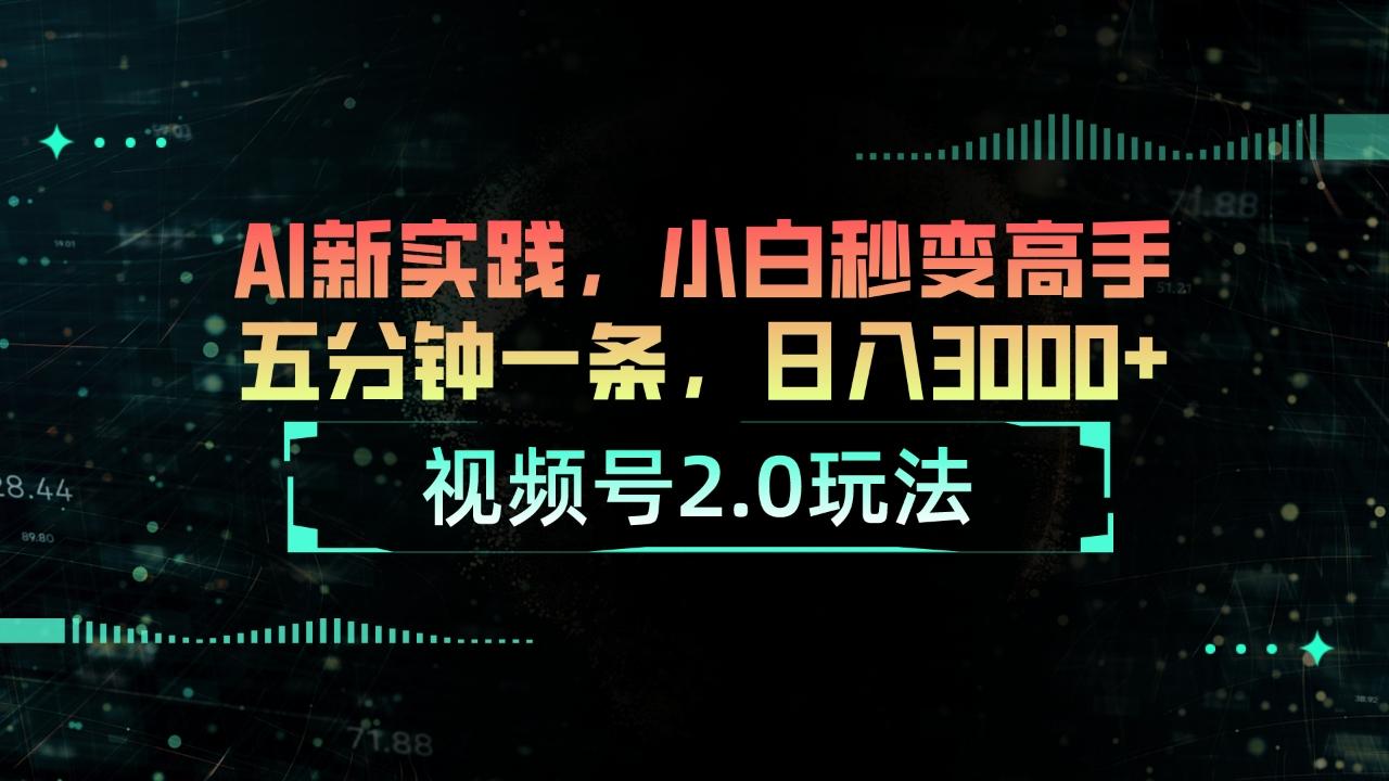 视频号2.0玩法 AI新实践，小白秒变高手五分钟一条，日入3000+-猴哥VIP资源站