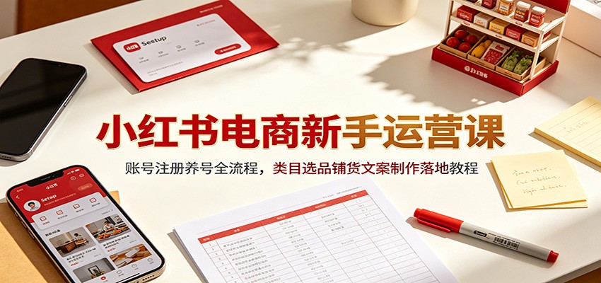 小红书电商新手0-1全链路运营,账号搭建+选品铺货+爆款笔记-猴哥资源站