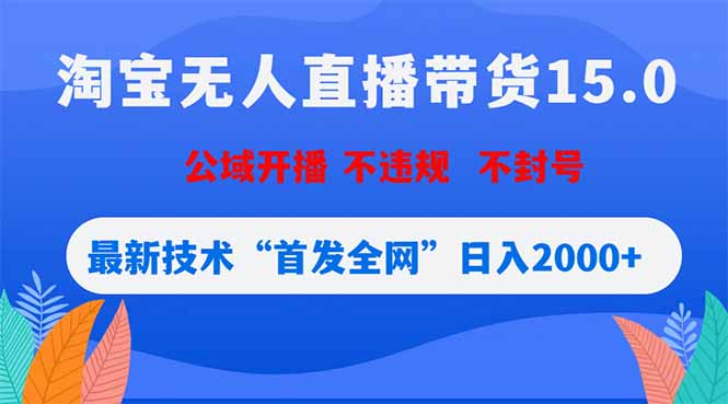 淘宝无人直播带货15.0，不封号，不违规，公域玩法，首发全网日入2000+-猴哥VIP资源站