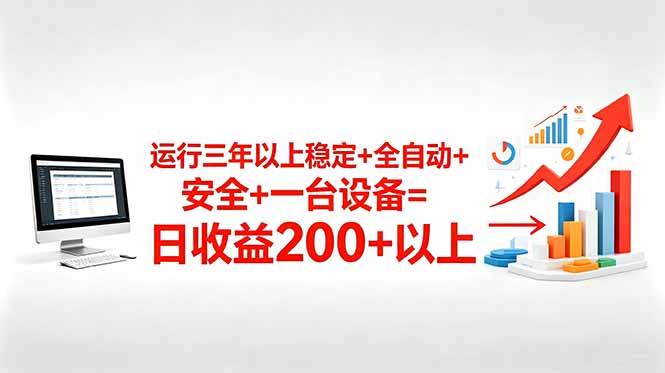 三年以上稳定+全自动+安全+一台设备=日收益200+-猴哥VIP资源站
