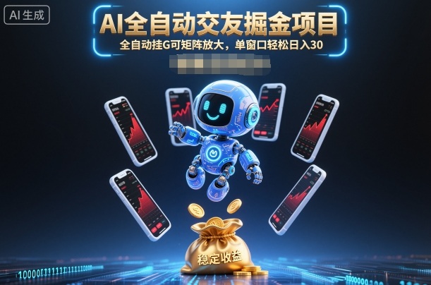 AI全自动交友掘金项目，全自动挂G可矩阵放大，单窗口轻松日入30+【揭秘】-猴哥VIP资源站