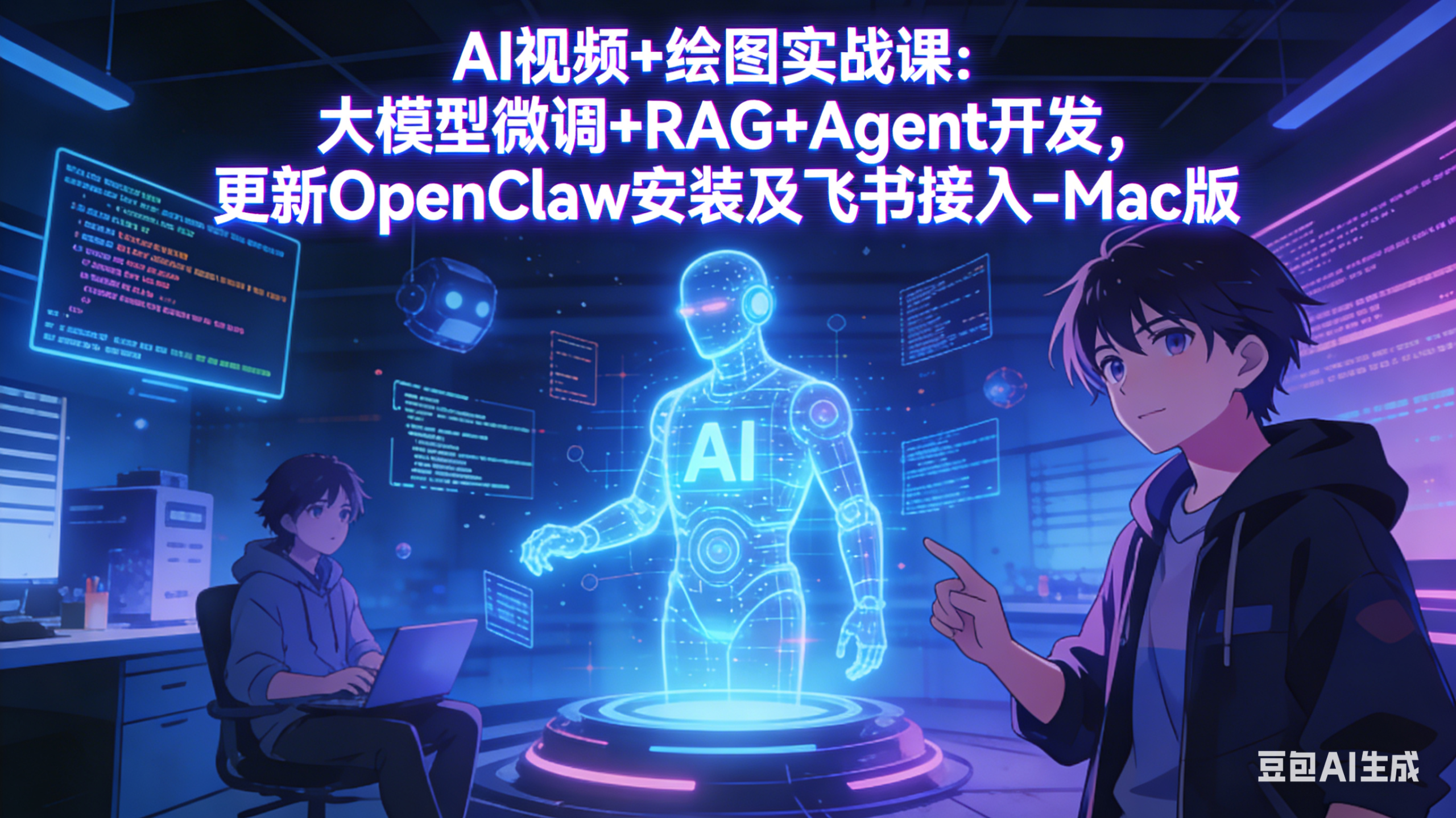 AI视频+绘图实战课:大模型微调+RAG+Agent开发,更新OpenClaw安装及飞书接入-Mac版-猴哥VIP资源站