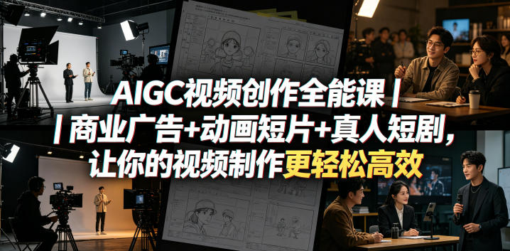 AIGC视频创作全能课|商业广告+动画短片+真人短剧,让你的视频制作更轻松高效-猴哥VIP资源站