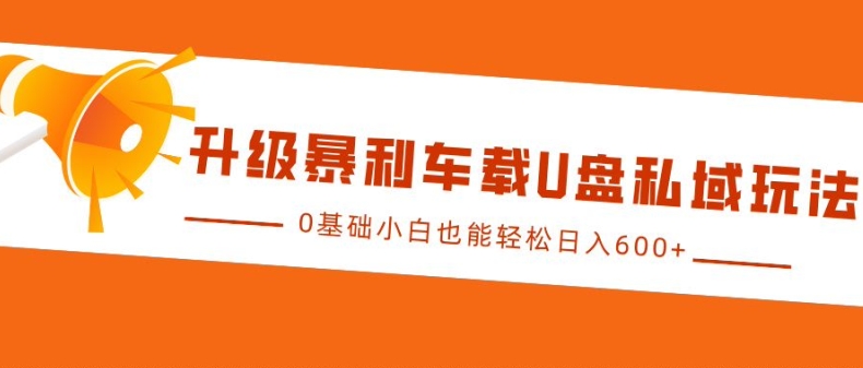 升级暴利车载U盘私域玩法,0基础小白也能轻松日入多张【揭秘】
