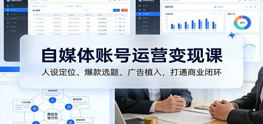 自媒体账号运营变现课：人设定位、爆款选题、广告植入，打通商业闭环-猴哥VIP资源站