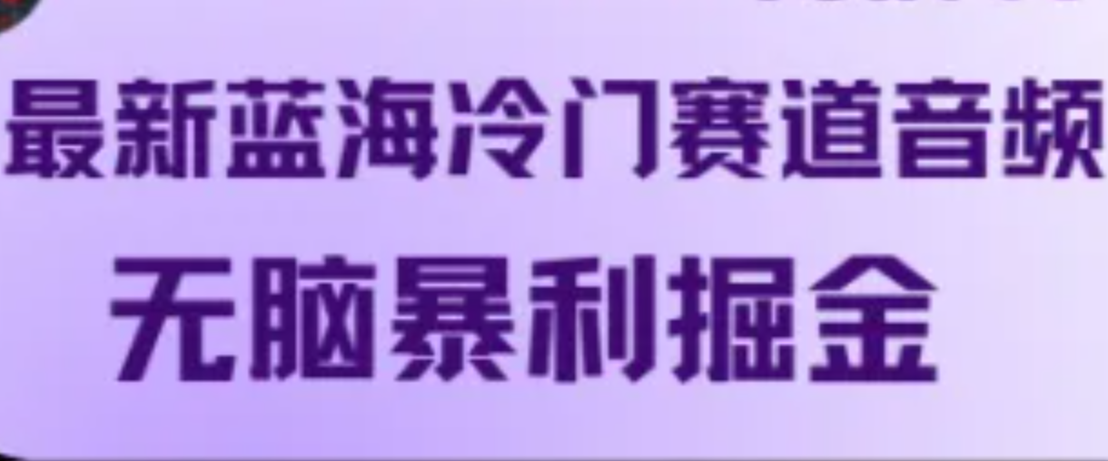 最新蓝海冷门赛道音频，无脑暴利掘金-猴哥VIP资源站