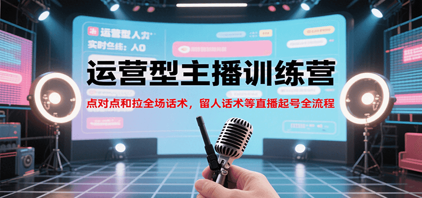 运营型主播训练营，点对点和拉全场话术，留人话术等直播起号全流程(更新8月)-猴哥VIP资源站