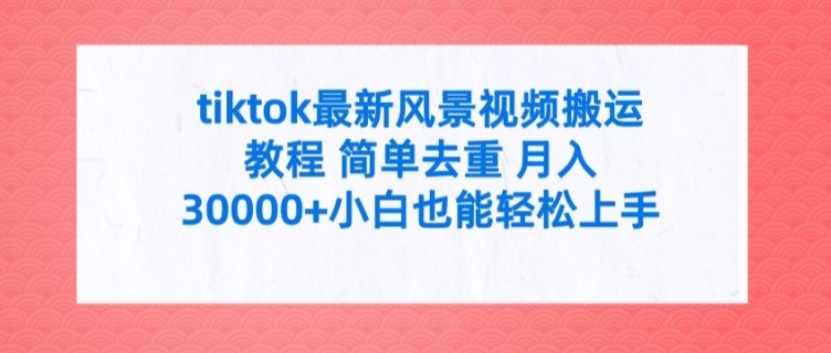 tiktok最新风景视频搬运教程 简单去重 月入3W+小白也能轻松上手【揭秘】-猴哥VIP资源站