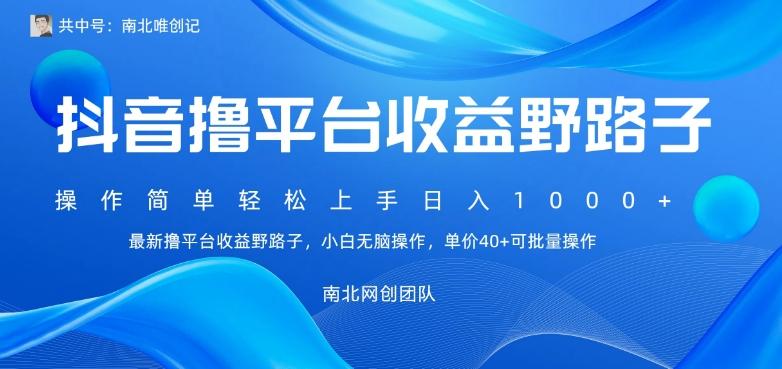 最新撸抖音平台收益野路子,操作简单,单价高,小白可无脑操作可日入1000+-猴哥VIP资源站