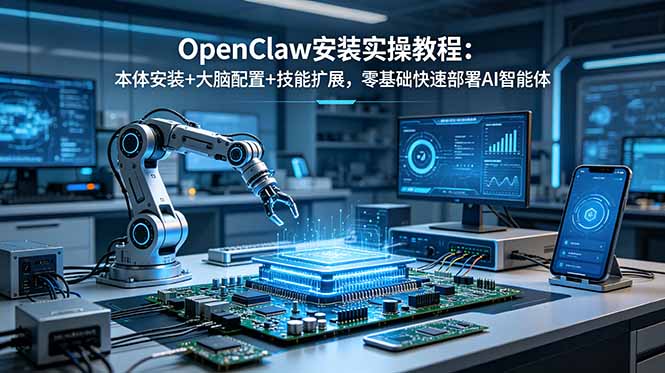 OpenClaw安装实操教程:本体安装+大脑配置+技能扩展,零基础快速部署AI智能体-猴哥VIP资源站