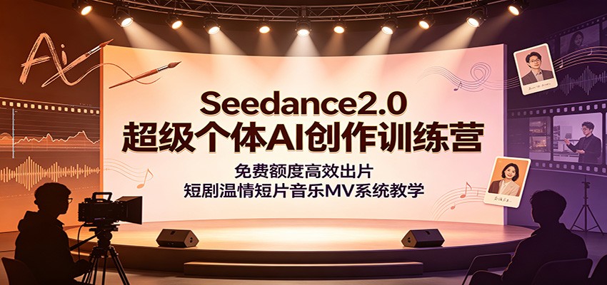 Seedance2.0超级个体AI创作训练营:免费额度高效出片,短剧温情短片音乐MV系统教学-猴哥VIP资源站