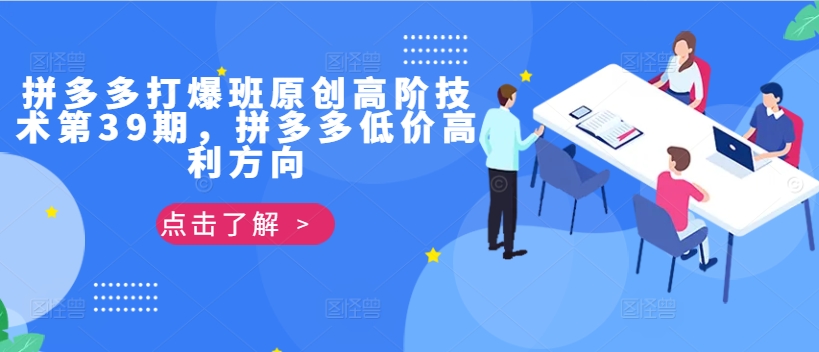 拼多多打爆班原创高阶技术第39期,拼多多低价高利方向-猴哥VIP资源站
