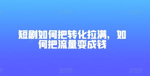 短剧如何把转化拉满，如何把流量变成钱-猴哥VIP资源站